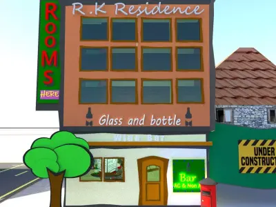 Wine Bar model Free low-poly 3D model