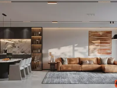 Warm Contemporary Apartment Living 3D model
