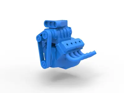 Engine V8 for vintage dragster Version 4 Scale 1 to 25 3D print model