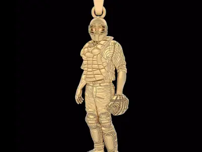 Baseball Catcher pendant silver gold jewelry 3D printable model 3D print model