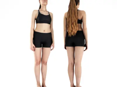 Woman in sports standing 62 Low-poly 3D model