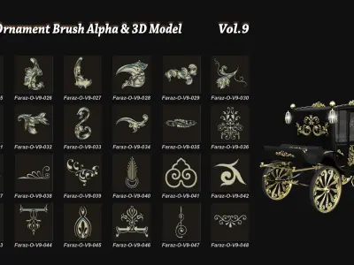 103 Ornament Brush Alpha 3D Model Vol 9 3D model