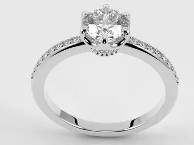 Engagement ring crown head - solitario con cabeza de corona 3D print model