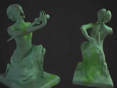 Agony Angel Statue Low-poly 3D model