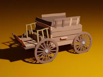 Coach Low Poly wagon 3D model