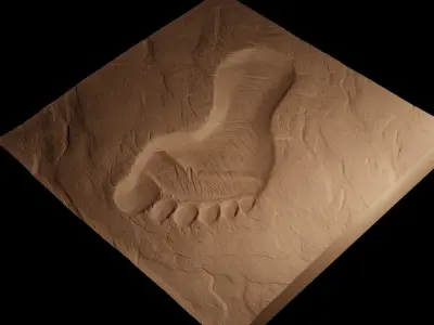 Bigfoot Footprint CNC 3d Print High Relief Sand Casting 3D print model
