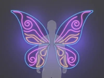 Butterfly Wings 3 - Neon Sign 3D model