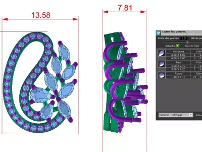 GOLD DIAMOND FASHION JEWELLERY STUD EARRING 3D print model  3D print model