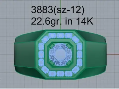Octagonal Halo Ring 3883 3D print model