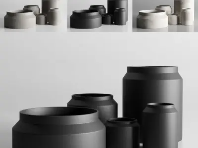 vase concrate set 01 Low-poly 3D model