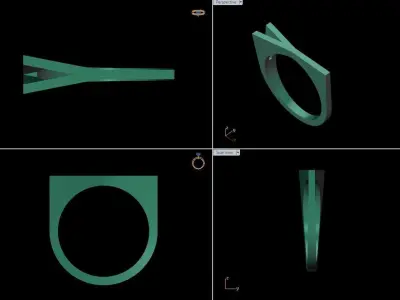 alphabet ring letter Y 3D print model