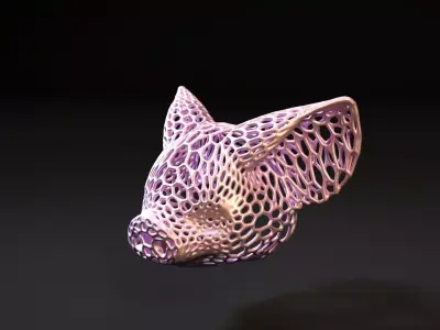 Pig head Voronoi 3D print model