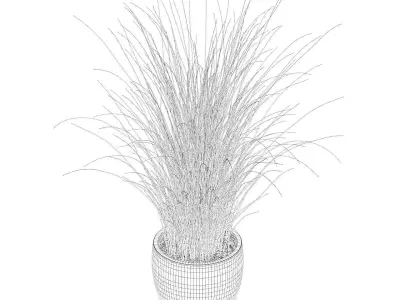Grass artificial plant in vase 3D model