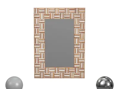 Recycled Wood Pyramid Block Rectangular Mirror 3D model