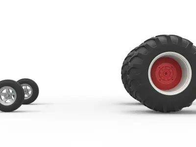 Wheel Set of Vintage Small block Pulling tractor Scale 1 to 25 3D print model