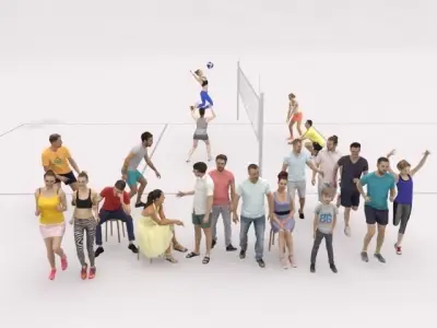 20x LOW POLY SPORT SPORTS SUMMER PEOPLE CROWD Low-poly 3D model