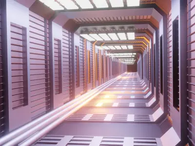 Tunnel corridor in spaceship Free 3D model