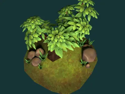Lowpoly island with tree Free low-poly 3D model