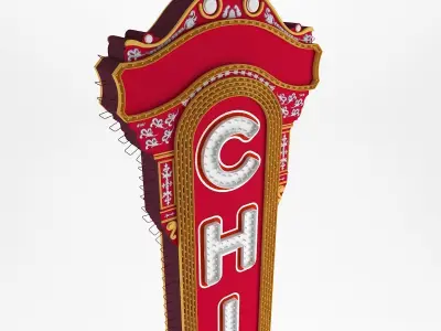 Chicago Theater Sign Vertical 3D model