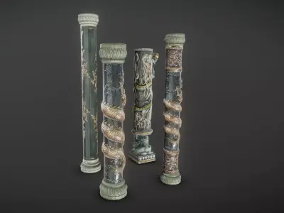 Dragon stone pillar A01 Low-poly 3D model