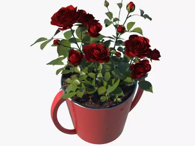 Red Rose Pot 3D model