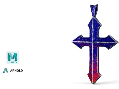 High-Poly Titanium Arrow-shaped cross 3D Model 3D model