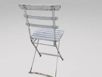 Vintage white garden chair - low poly - 8K Free low-poly 3D model
