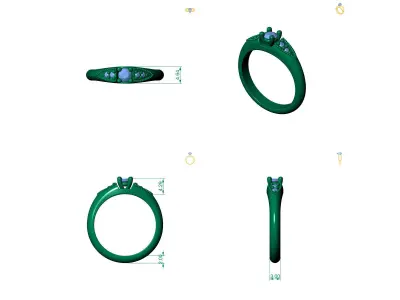 D-0644 diamond engagement ring gold 3D print model