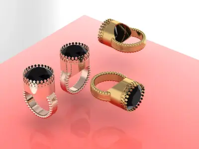 oval shape gents antique ring 3D print model