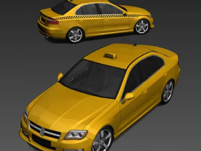 Generic Taxi Low-poly 3D model