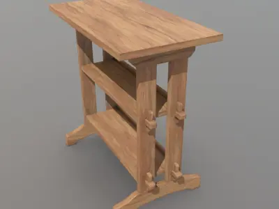 CC0 - Shelf wooden table with two shelves Free low-poly 3D model