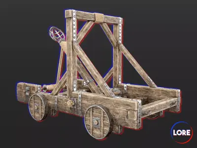 Medieval Siege Engine Catapult Low-poly 3D model