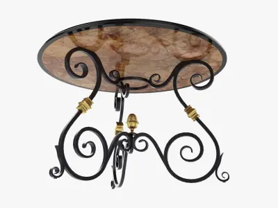 Wrought round iron table 3D model