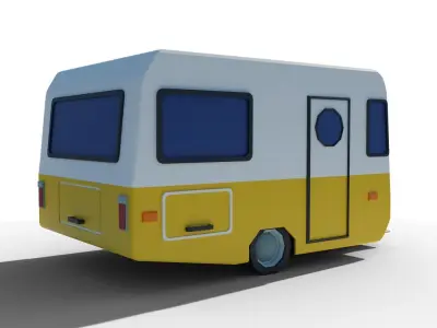 Caravan camper trailer with propane tanks Low-poly 3D model