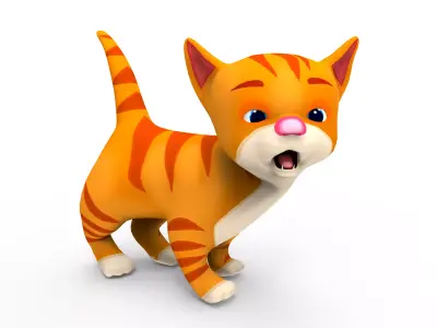3d Cartoon Cute Cat Rigged Model  Low-poly 3D model