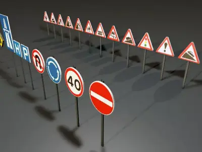 Traffic Signs Low-poly 3D model