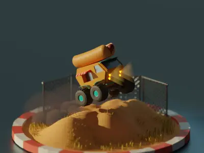 Sausage Car Low-poly 3D model