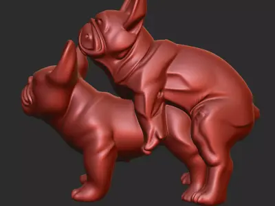 French Bulldog Couple Sculpture 3D print model