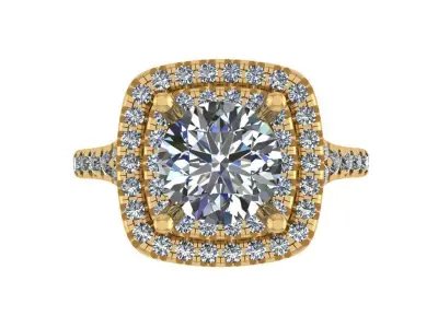 Double halo Diamond ring 3D print model