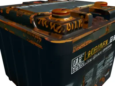 Old Corroded Vehicle Battery Low-poly 3D model
