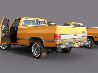 Chevrolet C10 1982 Orange Low-poly 3D model