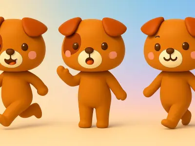 Cartoon Bear Animated  Low-poly 3D model