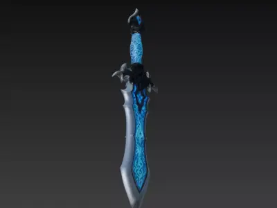 Frostborne Edge - Low Poly Stylized Ice Sword 10K Low-poly 3D model