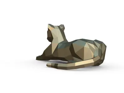 leopard figure low poly 3D print model