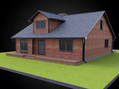 Residential style home fully modeled exterior architecture  3D model