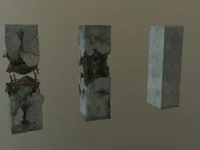 Broken Pillars Set Low-poly 3D model