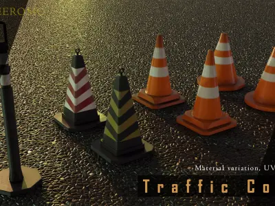 Traffic Cones Free low-poly 3D model