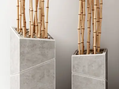 Bamboo vase slice thin branch decor n3 3D model