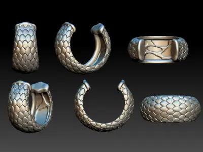 Printable  earring cuff - snake 3D print model