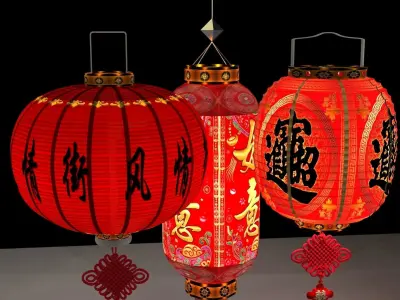 Chinese red lantern 3D model 75